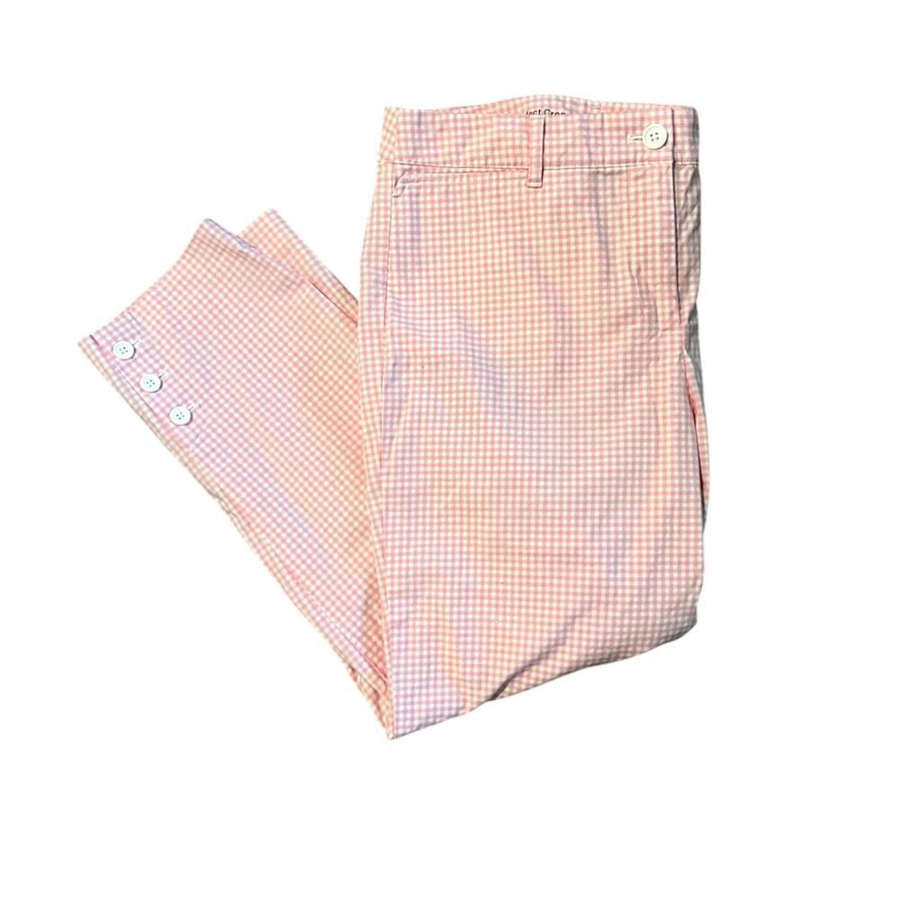 Talbots Perfect Crop Adorable Pink Gingham Pants with Button Detail (W6)